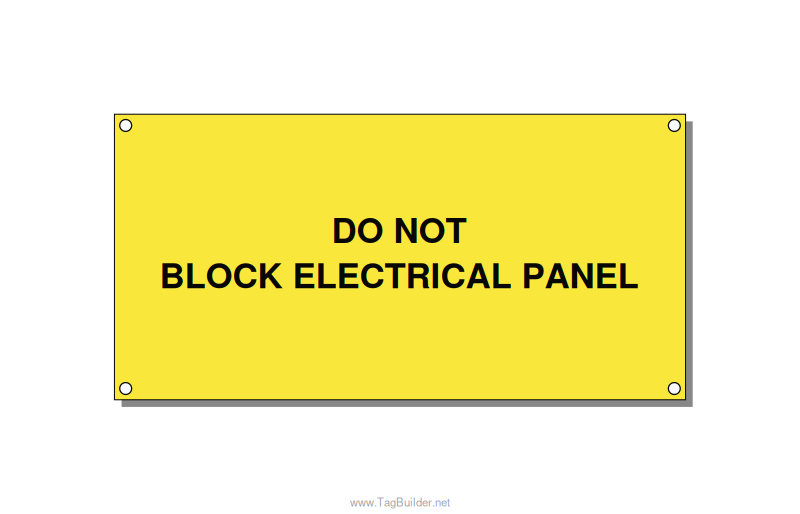 6.0x3.0" Electrical Safety Label - DO NOT BLOCK ELECTRICAL P, Black/Yellow, Hole