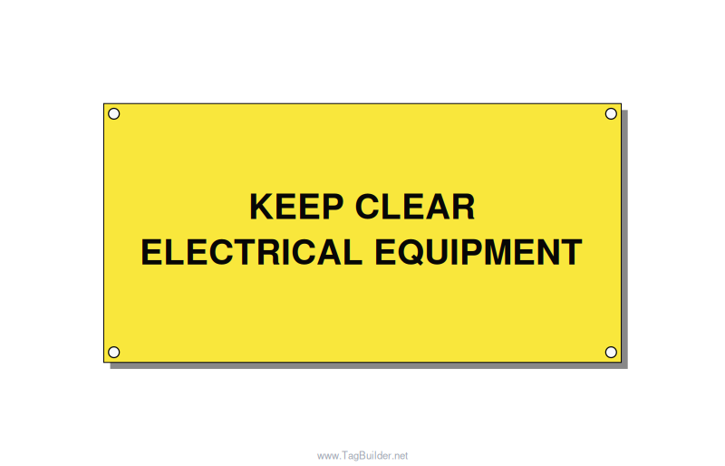 6.0x3.0" Electrical Safety Label - KEEP CLEAR ELECTRICAL EQU, Black/Yellow, Hole