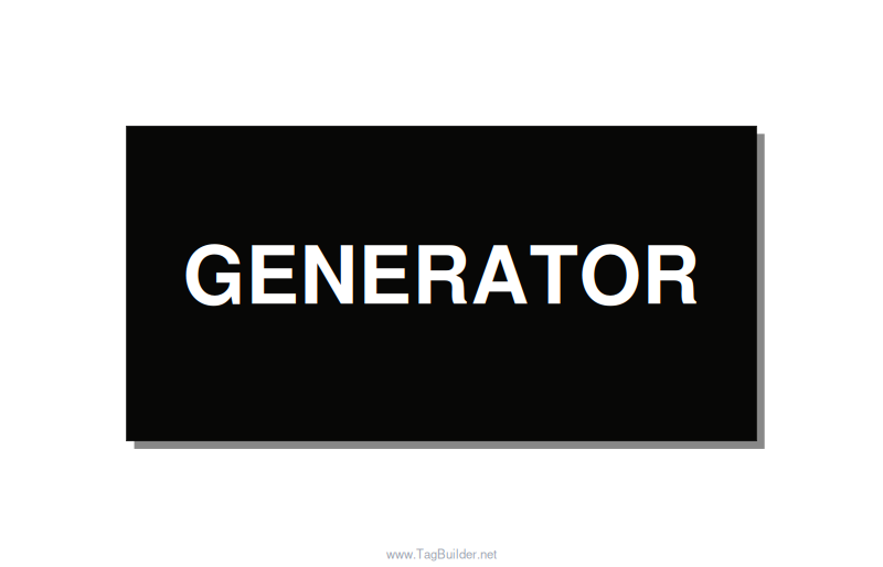 6.0x3.0" Generator Equipment Label - GENERATOR, White/Black, Adhesive
