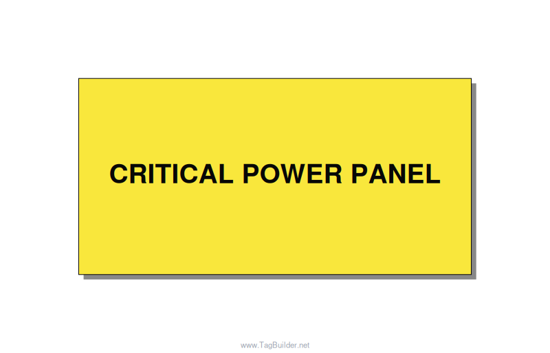 6.0x3.0" Panel Identification Label - CRITICAL POWER PANEL, Black/Yellow, Adhesi