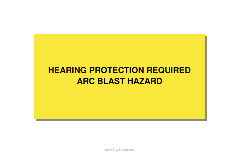 6.0x3.0" Safety Label - HEARING PROTECTION REQUIR, Black/Yellow, Adhesive