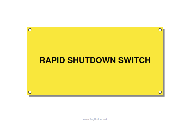 6.0x3.0" Safety Label - RAPID SHUTDOWN SWITCH, Black/Yellow, Holes