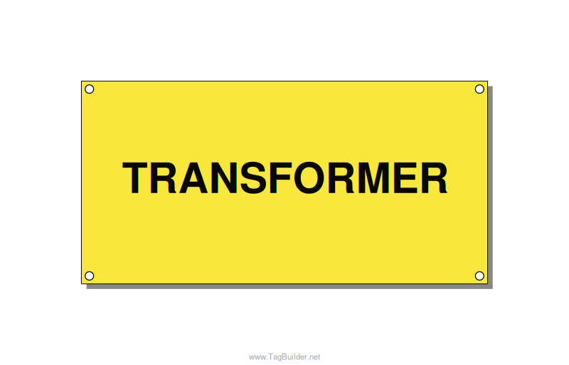 6.0x3.0" Transformer Label - TRANSFORMER, Black/Yellow, Holes