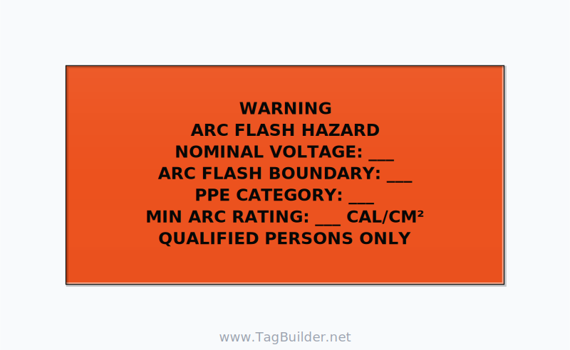 Arc Flash Label (PPE Category Fill-In) — NFPA 70E — 4x2 Adhesive