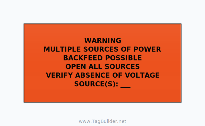 Multiple Power Sources Label (Backfeed Warning) — 6x3 Adhesive