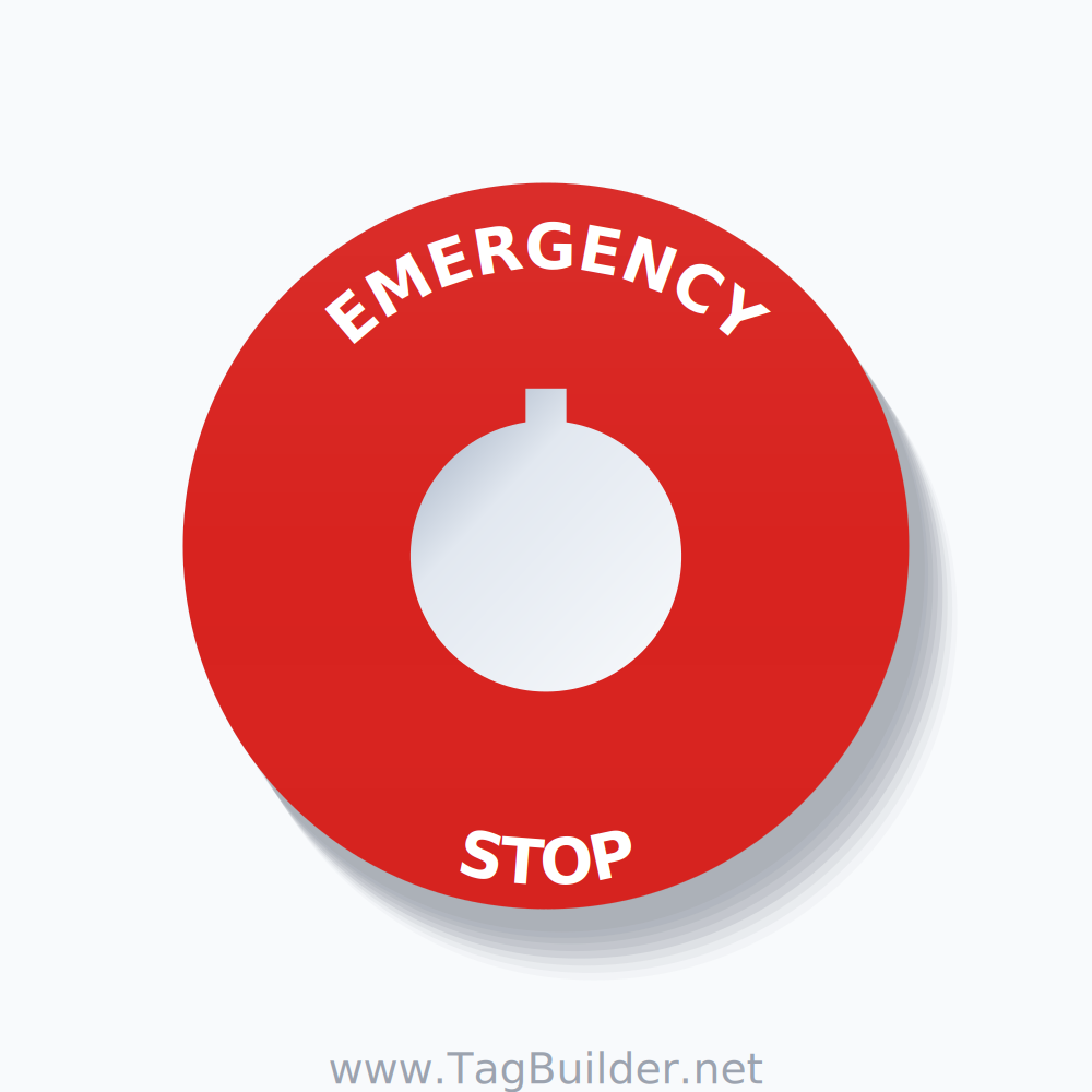 EMERGENCY STOP Arc Circle 60mm - 22mm Rockwell Red