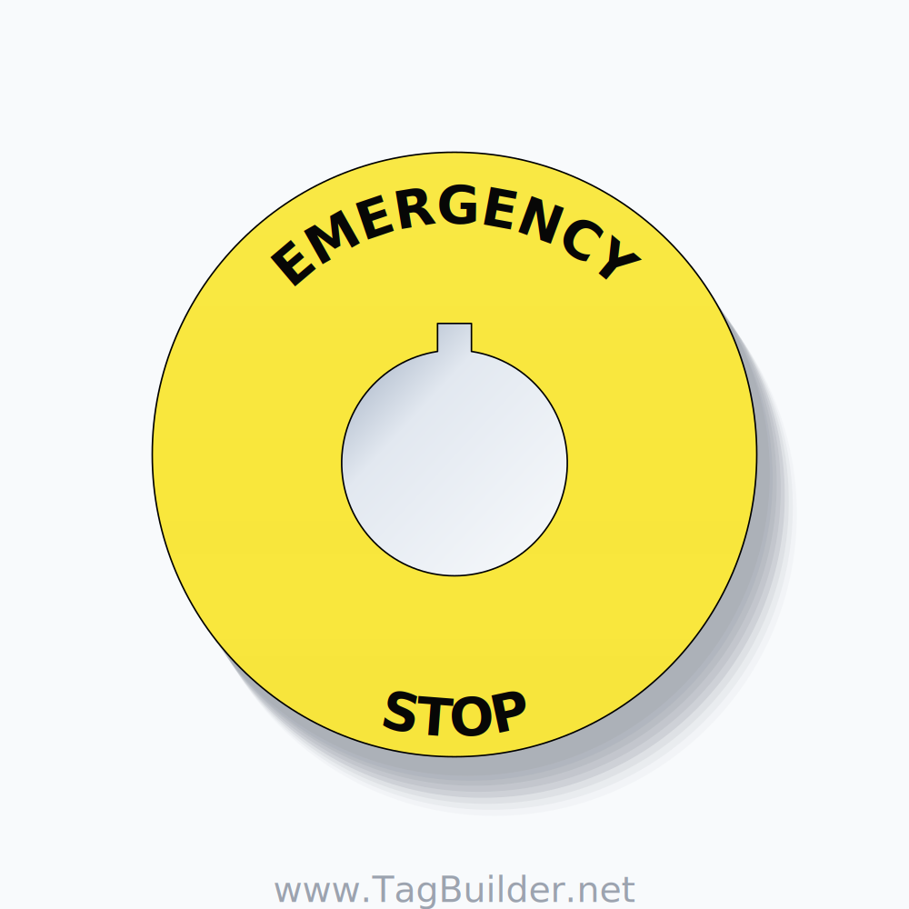 EMERGENCY STOP Arc Circle 60mm - 22mm Rockwell Yellow