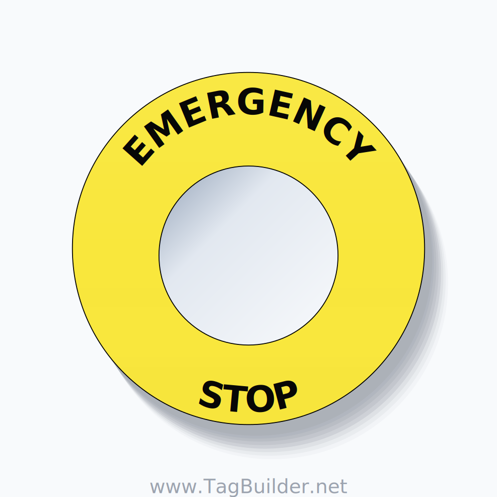 EMERGENCY STOP Arc Circle 60mm - 30mm Standard Yellow